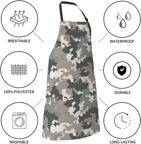 Miniatura 5 de Perinsto Waterproof Apron with 2 Pockets Kitchen Chef Aprons Bibs for Cooking Baking