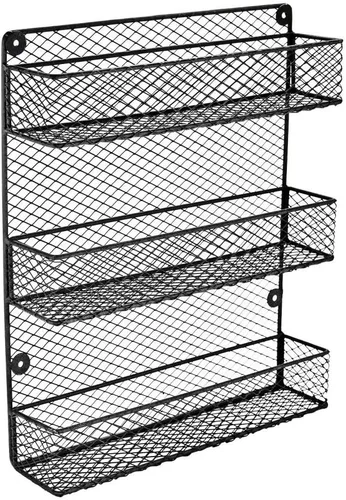Miniatura 7 de Estante para especias de montaje en pared, estante organizador de almacenamiento de cocina de 3 niveles, diseño que ahorra espacio, incluye 2