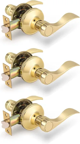 Miniatura 26 de Gobrico - Paquete de 8 manijas de puerta de paso de níquel satinado, para puertas interiores, para armario y pasillo, con estilo de caída