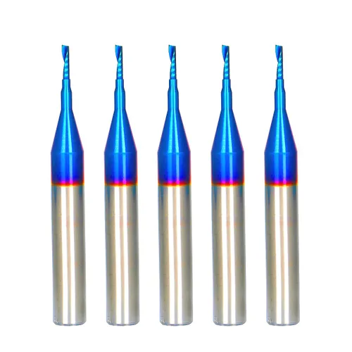 Miniatura 6 de Fresa de extremo CNC de carburo sólido de corte de 1/4 pulgadas de diámetro de corte simple 0 flauta espiral Router Bit para acrílico PVC Ruhi UO131