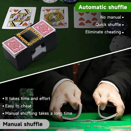 Miniatura 3 de Unniweei Barajador Automático de Cartas 1-2 Barajas, Barajador Eléctrico Operado por Pilas, Juego de Cartas de Casino para Póker, Juego de Cartas