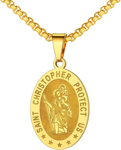 Miniatura 206 de U7 Saint Benedict/Michael Medal Necklace, 316L Stainless Steel Virgin Mary Necklace for Men Women, Bible Verse Protection Necklace Catholic