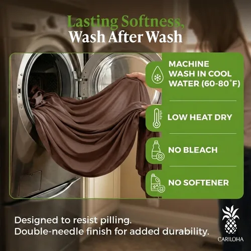 Miniatura 5 de Cariloha Set de sábanas clásico de 4 piezas Ropa de cama de playa King Material de viscosa Extra suave, refrescante para personas que