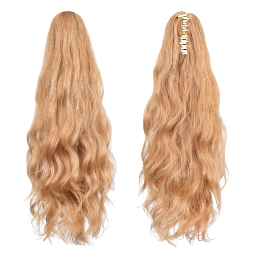 Miniatura 121 de Extensiones de cola de caballo de cabello rubio, extensiones de cola de caballo para mujer, pinza de extensiones de cabello rizado de 12 pulgadas