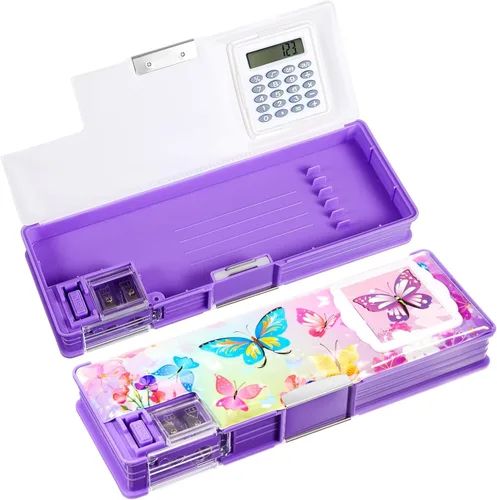 Miniatura 10 de Henoyso Caja de lápices multifuncional para niñas, estuche de alpaca con calculadora y sacapuntas, estuche lindo y genial, suministros escolares