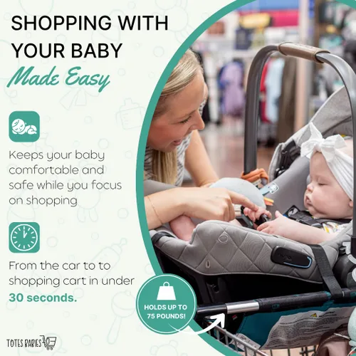 Miniatura 3 de Totes Babies - Portador de asiento de coche para carritos de compras, permite que los bebés, recién nacidos, infantes y niños pequeños se mantengan