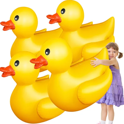Miniatura 10 de Hungdao 2 piezas de pato inflable gigante de 5 pies, enorme pato de goma, flotador inflable grande para piscina para adultos, verano, playa, Bonito
