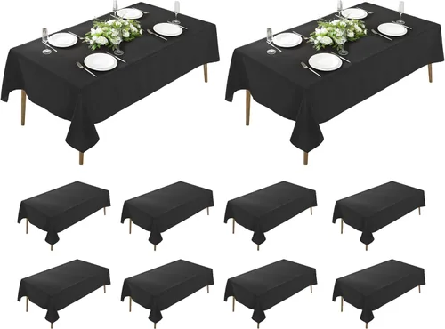 Miniatura 78 de Paquete de 5 Manteles Cuadrados 60 x 60 Pulgadas de Carbón, Mantel de Poliéster Lavable para Uso en Hogar, Fiesta, Boda o Restaurante.