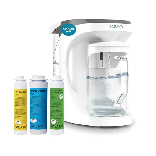 Miniatura 12 de Purificador de agua de carátula inteligente AquaTru para mostrador Sistema de ósmosis inversa de 4 etapas conectado a la aplicación con jarra