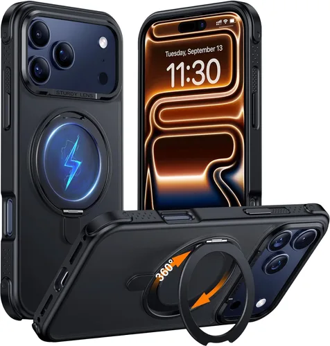 Miniatura 28 de Magnética para iPhone 12 e iPhone 12 Pro Funda, [con Soporte de Anillo Magnético Invisible Giratorio 360°][A Prueba de Golpes][Compatible