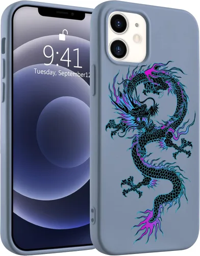 Miniatura 11 de Funda con estampado de dragón para iPhone 7/8 Plus, silicona líquida negra fresca para niñas y niños, funda de goma de gel suave de moda de cuerpo