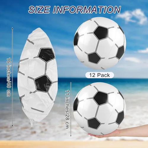 Miniatura 2 de durony Pelota de playa inflable de fútbol de 11 pulgadas, 12 piezas, pelota deportiva inflable para fiesta de cumpleaños, verano, playa