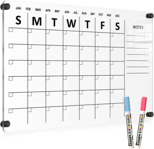 Miniatura 11 de Pizarra Acrílica de Borrado en Seco para Pared, 24" x 16" Pulgadas Tablero de Notas Acrílico Negro No Magnético para Pared, Planificador Familiar