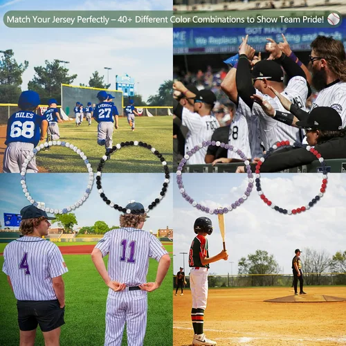 Miniatura 4 de Collar de Cadena de Béisbol con Perlas para Hombres, Regalos de Collar de Béisbol de la Colección Bling Ice para Niños, Collar de Accesorios