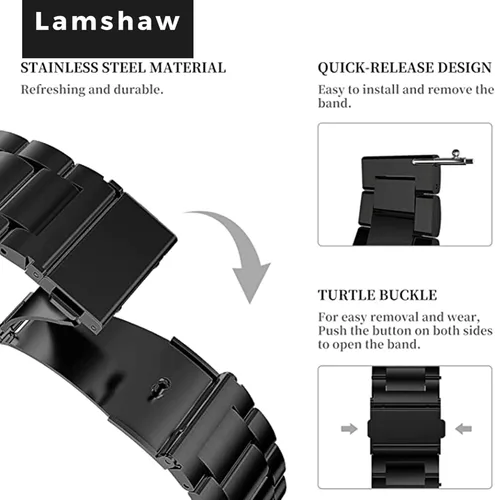 Miniatura 4 de Compatible con Withings Smartwatch Bands, Lamshaw 0.709 in, 0.787 in, acero inoxidable, correa de repuesto de metal para hombres y mujeres