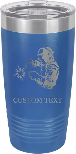 Miniatura 13 de Vaso de acero inoxidable con aislamiento al vacío de 20 onzas personalizado de doble pared grabado con láser taza negra para café, soldador
