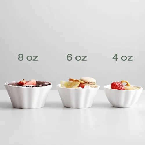 Miniatura 5 de DOWAN Ramekins - Juego de 6 recipientes aptos para horno, 8 onzas, moldes de porcelana Creme Brulee para hornear, tazas de natillas