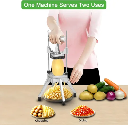 Miniatura 2 de Picador comercial de verduras y cortador de papas fritas de acero inoxidable, cortador de verduras de acero inoxidable, tamaños de cuchillas de 1/4