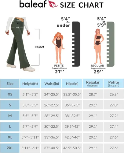 Miniatura 7 de BALEAF Pantalones con forro polar para mujer, para invierno, térmicos, resistentes al agua, cruzados, acampanados, cálidos, corte de bota