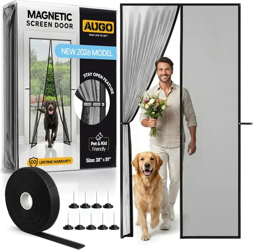 Miniatura 9 de AUGO Puerta mosquitera magnética – Autosellante, resistente, división de malla manos libres mantiene los insectos fuera – Apto para mascotas y niños