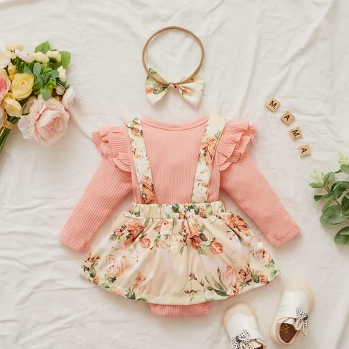 Miniatura 3 de Mameluco de encaje para bebé niña con volantes, manga larga, para recién nacido, otoño, invierno