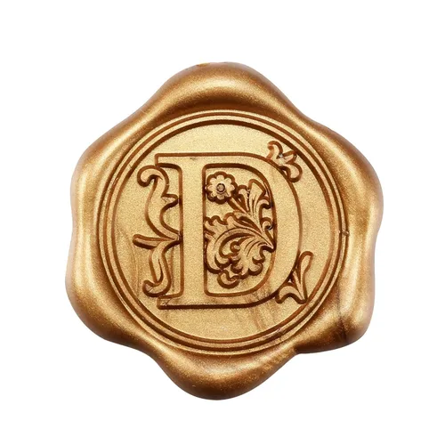 Miniatura 13 de Yoption 50 piezas de pegatinas de sello de cera inicial G, pegatinas de sello autoadhesivas de letra dorada retro antigua para sobres, para bodas