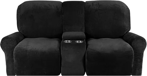 Miniatura 9 de Funda reclinable de terciopelo para sofá biplaza con consola central, fundas elásticas para sillas reclinables, funda suave para consola central