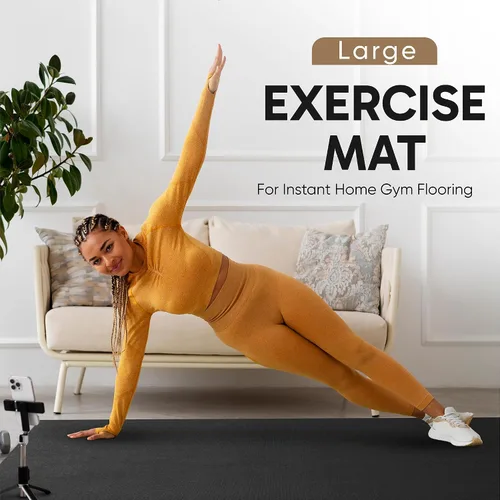 Miniatura 9 de Gorilla Mats Alfombrilla de ejercicio grande de alta calidad, de 6 x 4 x 1/4 pulgadas, ultra duradera, antideslizante, tapete de entrenamiento