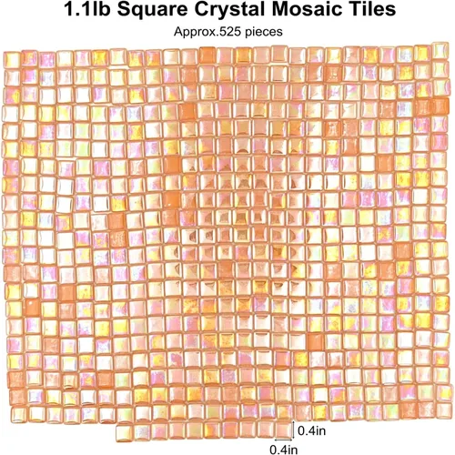 Miniatura 2 de Azulejos de mosaico de cristal cuadrados de 1.1 libras, azulejos de mosaico de vidrio iridiscentes para manualidades, piezas de mosaico