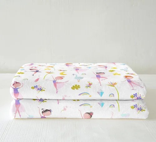 Miniatura 3 de Manta de forro polar con estampado de bailarina rosa para niñas, felpa suave y mullida para cama, sofá, bonita sherpa floral de hoja de palma Multi