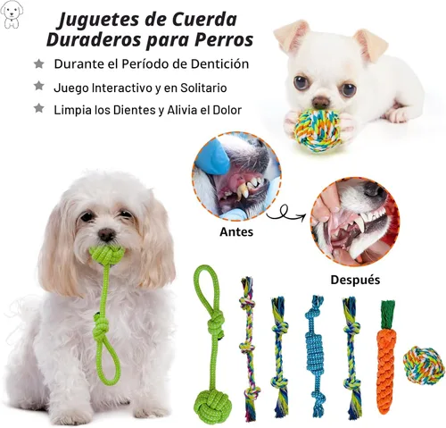 Miniatura 4 de MRSOHRET 20 Piezas Juguetes Masticables para Cachorros en Dentición, Juguetes Masticables para Perros con Juguete de Cuerda, Cepillo de Dientes