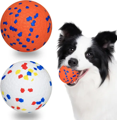Miniatura 8 de Paquete de 2 pelotas hinchables para perros, juguetes indestructibles de 3 pulgadas para masticadores agresivos, pelotas de tenis alegres al aire