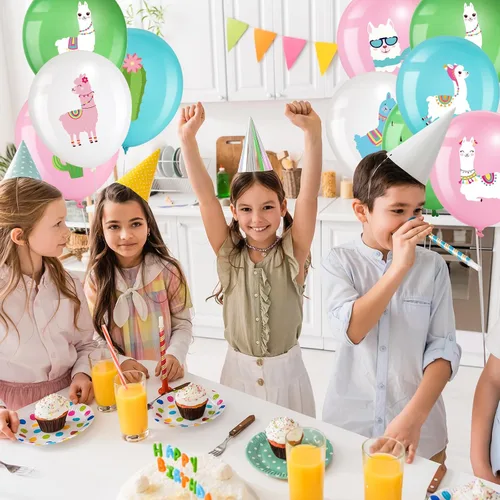 Miniatura 5 de Aoriher 45 globos de cactus de llama, decoración de fiesta de cumpleaños con temática de llama, globos de látex de cactus boliviano de perú