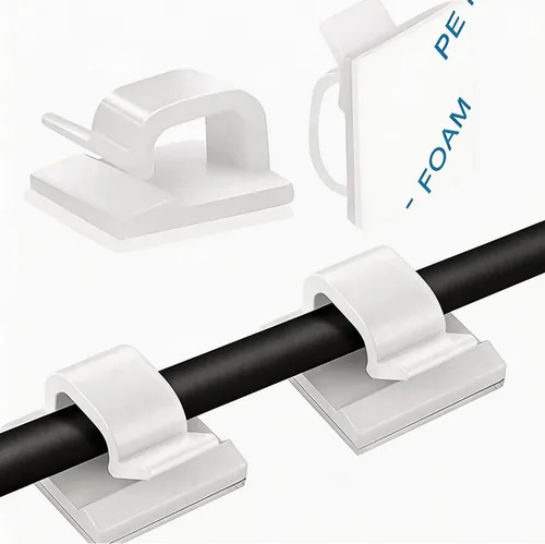 Miniatura 8 de 150 clips adhesivos para cables negros, organizador de cables para exteriores, organizador de cables para debajo del escritorio, automóvil, pared