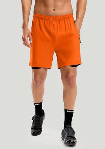 Miniatura 2 de Bikewa Pantalones cortos de ciclismo de montaña para hombre, con acolchado 3D, ajuste holgado, con bolsillos con cremallera