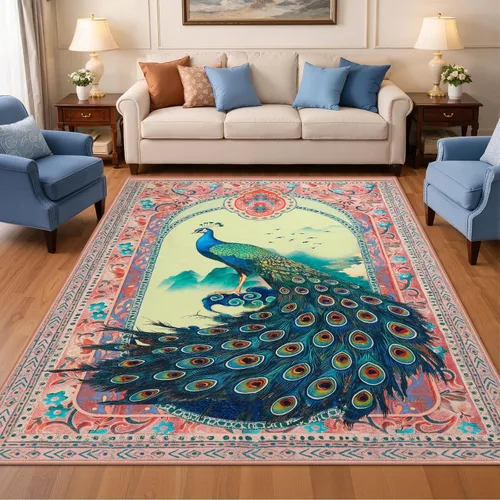 Miniatura 36 de Alfombra abstracta de 3 x 5 para sala de estar, dormitorio, entrada, color azul