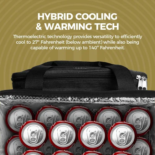 Miniatura 4 de Halo 28L Hybrid Cooler & Warmer Bag Electric Travel Cooler, Collapsible for Easy Storage, Keep Drinks Cold & Food Warm, Ice Free Cooling, Includes