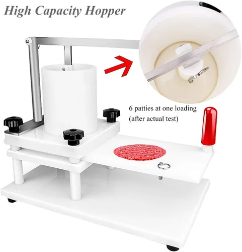 Miniatura 2 de Huanyu Máquina formadora de hamburguesas comercial Material PE 4.331 in 4.3 "Manual Burger Press Meat Patty Forming Processor White Burger Press