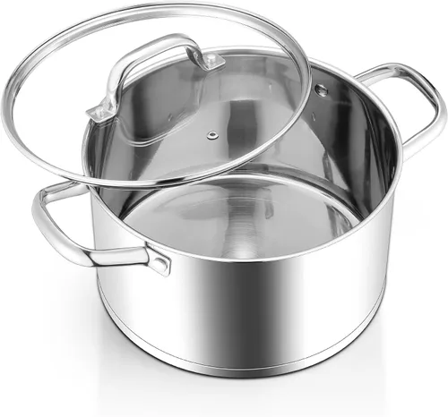 Miniatura 13 de Homikit Olla de acero inoxidable de 4 cuartos de galón, olla de inducción con tapa para sopa, salsa de pasta, cocinar a fuego lento, parte inferior