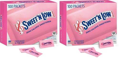 Miniatura 12 de Sweet'N Low Paquetes de edulcorante cero calorías, 100 unidades, kosher y sin gluten, bajo índice glucémico, paquetes individuales de endulzante