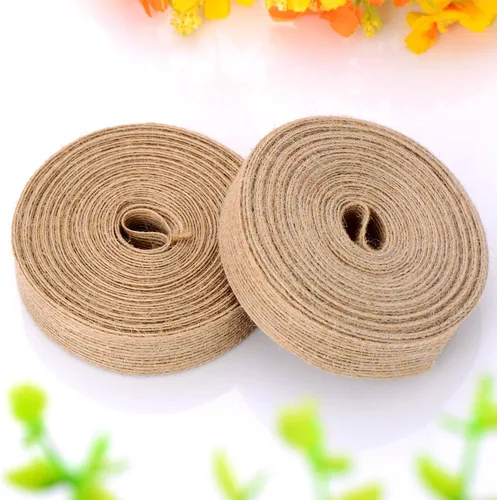 Miniatura 6 de Pangda 2 rollos de cinta de arpillera de 0.8 pulgadas x 11 yardas, de tela tejida de lino natural, para boda, manualidades, bordes hechos a mano