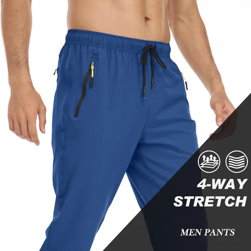 Miniatura 42 de Rapoo Pantalones ligeros para hombre con bolsillos con cremallera, secado rápido, pantalones deportivos de viaje para entrenamiento