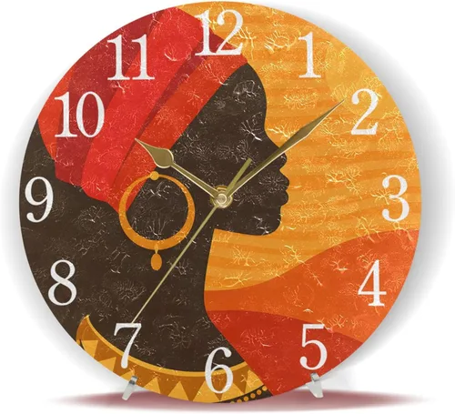 Miniatura 6 de senya Wall Clock African American Woman Silent Non Ticking Operated Round Easy to Read Home Office School Clock