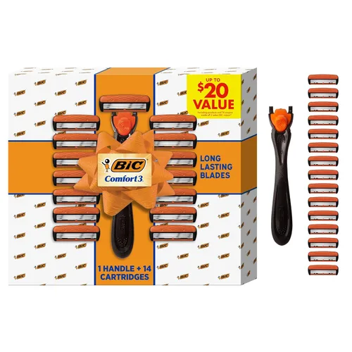 Miniatura 12 de Maquinilla de afeitar recargable BIC Comfort 3 de tres hojas para hombre, maquinilla de afeitar para piel sensible para un afeitado cómodo, 1 mango