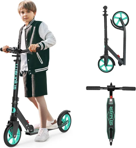 WAYPLUS KS1 Kick Scooter para mayores de 6 años, niños, adolescentes y adultos. Carga máxima de 240 libras. Plegable, ligero, ruedas grandes de 8