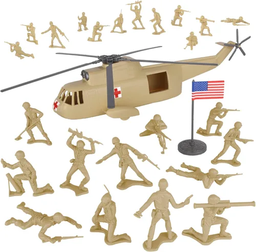 Miniatura 9 de TimMee Juego de Helicóptero de Soldados de Plástico - Negro 26 piezas Hecho en EE.UU