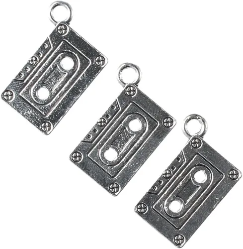Miniatura 6 de 50 dijes con forma de cintas de casete de audio, 0.866 x 0.630 in de aleación antigua para hacer joyas y bricolaje