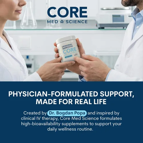 Miniatura 7 de Core Med Science Suplemento de quercetina liposomal, 200 mg – Formulado por un médico que apoya el equilibrio de la histamina, el apoyo inmunológico