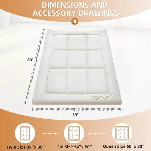 Miniatura 2 de Colchón de tamaño individual japonés para piso tipo futón, colchón de futón plegable para piso, colchón de tatami portátil, cama enrollable
