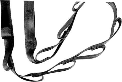 Miniatura 5 de 2 correas de escalada fuertes de 22 KN con cadena de margaritas de nailon, correa ajustable, longitud 110/150/70.9 in cinturón de yoga Negro